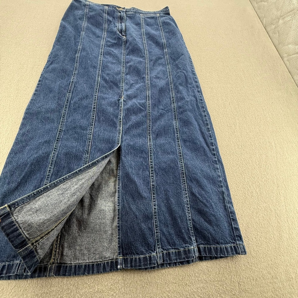 Vintage Denim Blue Jean A Line Maxi Skirt Women Size 14T / Tall - Picture 8 of 10